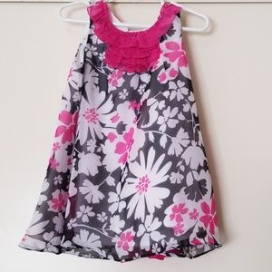Girls summer dress black and pick with white flowe